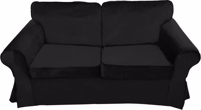 IKEA Ektorp Velvet Sofa Cover in Black, Stain Resistant, W: 179 cm