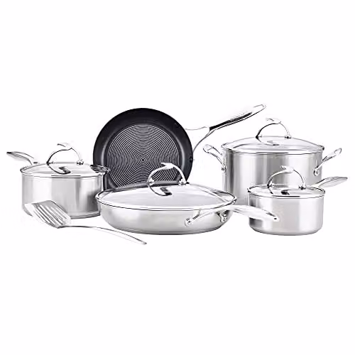 Circulon SteelShield 5 Piece Stainless Steel Non Stick Pan Set in Silver with Induction Compatibility and Stay Cool Handles