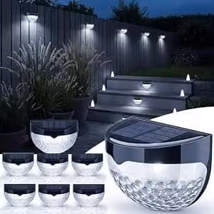 Globrite Pack of 8 Solar Outdoor Garden Lights in White with Cool White LED and Dusk to Dawn Sensor