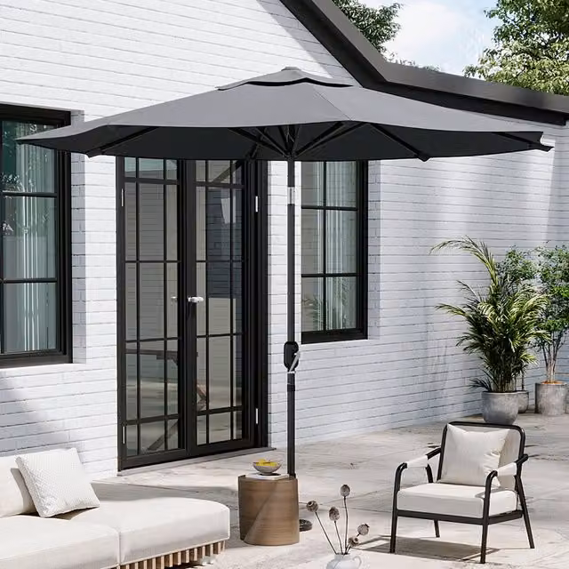 Breeins 3m Large Rotating Outdoor Parasol in Dark Grey