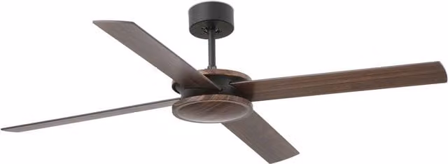 Faro Polea Ceiling Fan with 4 Wood Blades and Remote Control in Brown and Black