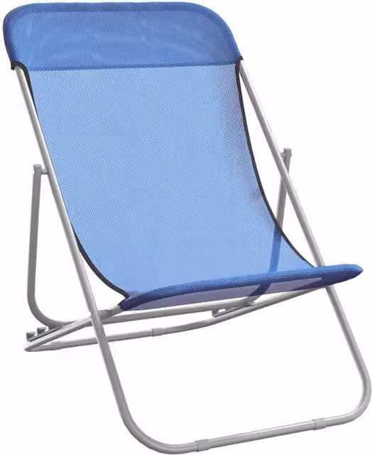Berkfield Home Beautiful Set of 2 Blue Folding Beach Chairs with Textilene Fabric and Powder-Coated Steel Frame