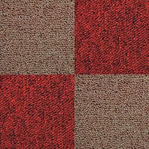 MonsterShop Sand and Scarlet Red Carpet Tiles, 10 m2, W/D/H: 50 x 50 cm
