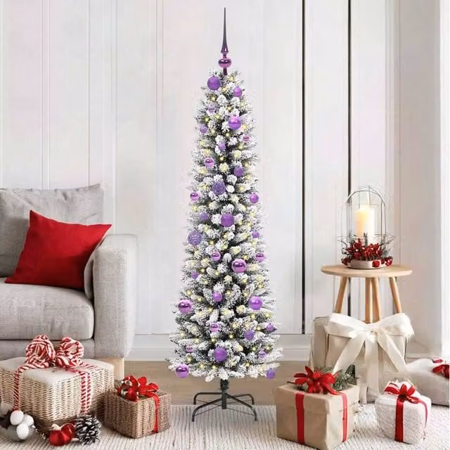 Berkfield Home Artificial Christmas Tree with 150 LEDs in Green, White and Black, Height: 150 cm