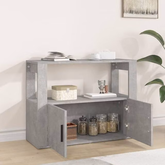 Berkfield Home Modern Sideboard in Concrete Grey, W/D/H: 80 x 30 x 60 cm