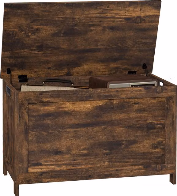 HOMCOM Modern Wooden Storage Chest in Brown with Soft-Close Lid, W/D/H: 76 x 40 x 48 cm