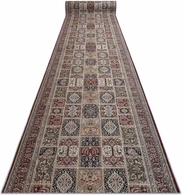 RugsX Anti-Slip Lotus Oriental Runner in Beige and Multicolour, W: 80 cm, L: 500 cm