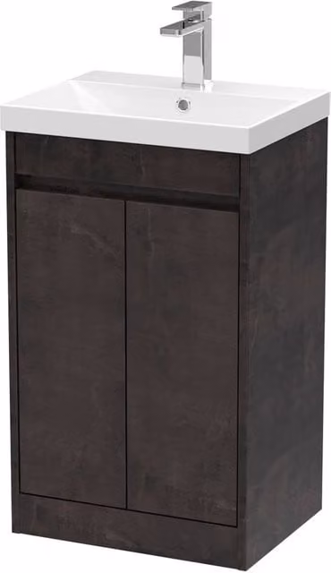 Balterley Chartley 2 Door Floor Standing Bathroom Vanity Unit with Basin in Matt Grey, W/D/H: 52 x 39.5 x 83.5 cm