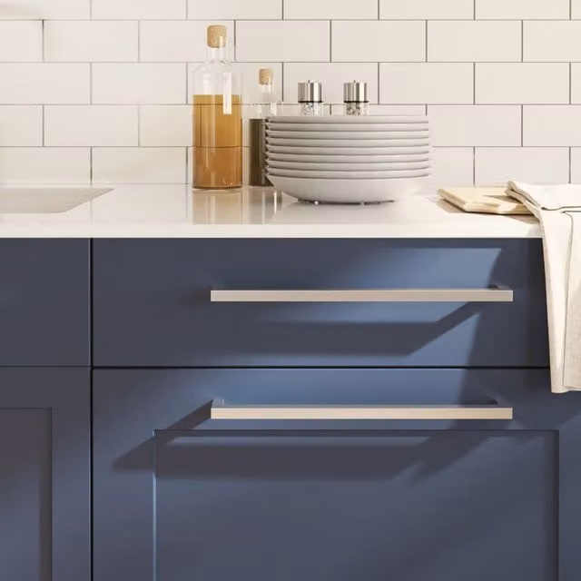 Berkfield Home Brushed Silver Stainless Steel Bar Cabinet Handles, 5 Pack, Length: 32 cm