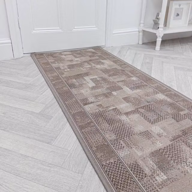 runrug Tribe Hallway Runner Rug in Beige, Non-Slip and Hardwearing, W: 100 cm, L: 270 cm