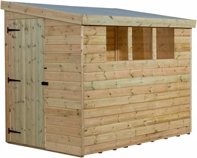 Empire Sheds Empire 3000 Pent Garden Shed in Green with Single Door and 3 Windows