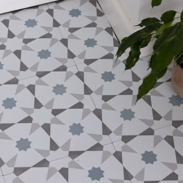 Floor Pops Stellar Self-adhesive Vinyl Floor Tiles in Grey Tile Look