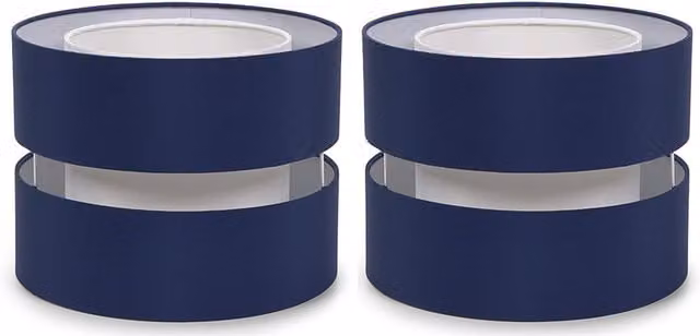 ValueLights Sophia Pair of Small 2 Tier Fabric Ceiling Light Shades in Blue