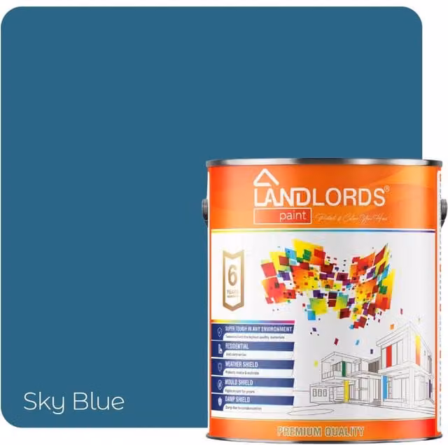 Landlords Sky Blue Kitchen and Bathroom Paint, 20L, Satin Gloss, Water Based and Mould Resistant