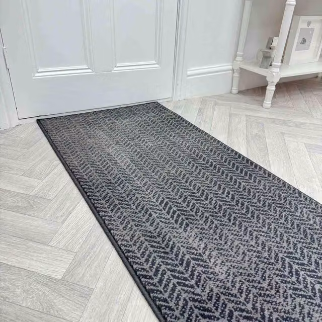 runrug Empire Hallway Carpet Runner Rug in Dark Grey, W: 60 cm x L: 390 cm