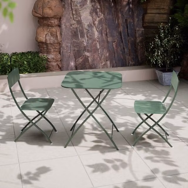 Royalcraft Venice 2 Seater Folding Bistro Set in Green Matt Powder Coated Steel