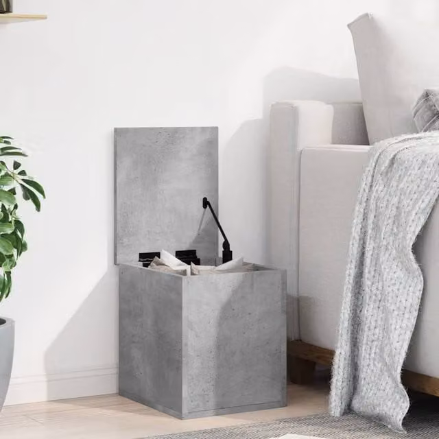 Berkfield Home Storage Box in Concrete Grey, W/D/H: 30 x 35 x 35 cm