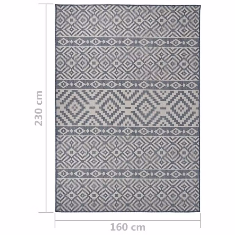 Berkfield Home Blue Striped Outdoor Flatweave Round Rug, Diameter: 100 cm