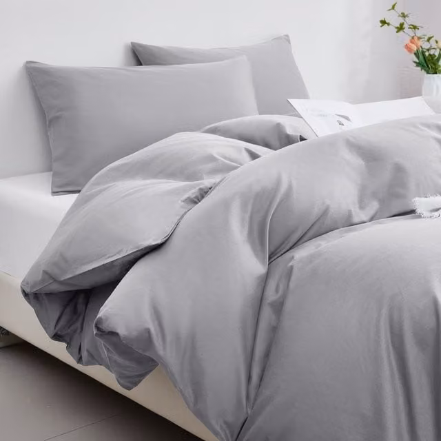 Ezysleep Egyptian Cotton 400 Thread Count Duvet Cover Set, Silver Grey, W: 200 cm x D: 220 cm