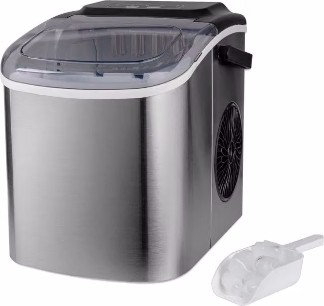 Daewoo Compact Countertop Ice Cube Maker Machine, 12kg Capacity, Silver
