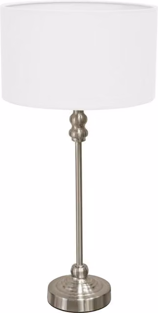 ValueLights Maggie Modern Chrome Table Lamp with White Fabric Drum Shade