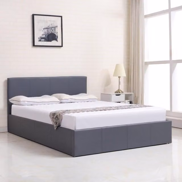 Kosy Koala Modern Upholstered Ottoman Storage Bed Frame in Grey Synthetic Leather, W/D/H: 120 x 200 cm