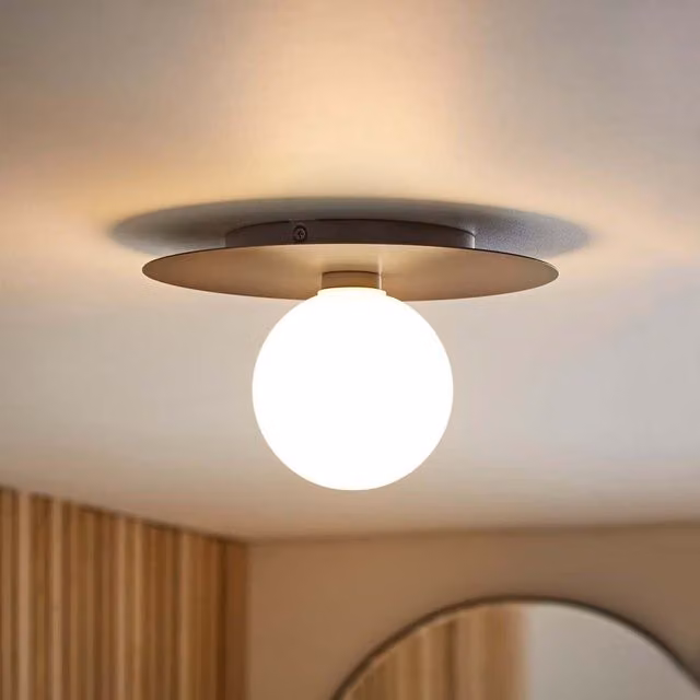 ValueLights Darla Frosted Globe Ceiling Light in Blue and Bronze