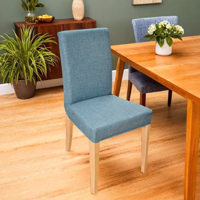 Gardenista Duckegg Blue Green Dining Chair Seat Slipcover Set of 6, Tailored Form Fitting Polyester Protector