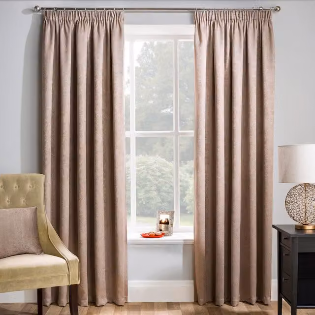 Enhanced Living Matrix Latte Thermal Noise Reducing Dim Out Curtains, Beige/Brown, H: 229 cm, W: 168 cm
