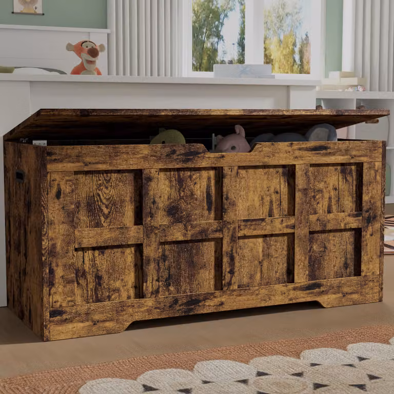 DHS Shaker Style Storage Chest with Soft Close Lid, available in Grey, White or Brown, W/D/H: 100 x 48 x 40 cm