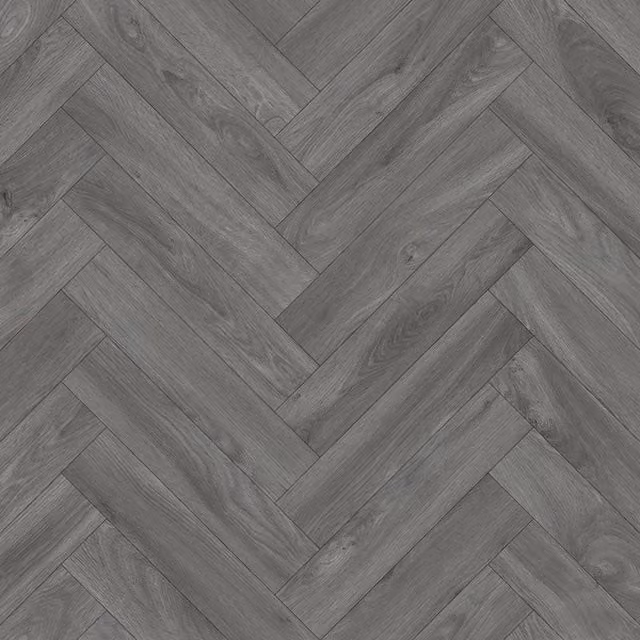 Vinyl Flooring UK Grey Herringbone Wood Effect Vinyl Flooring Sheet, W: 300 cm, D: 500 cm