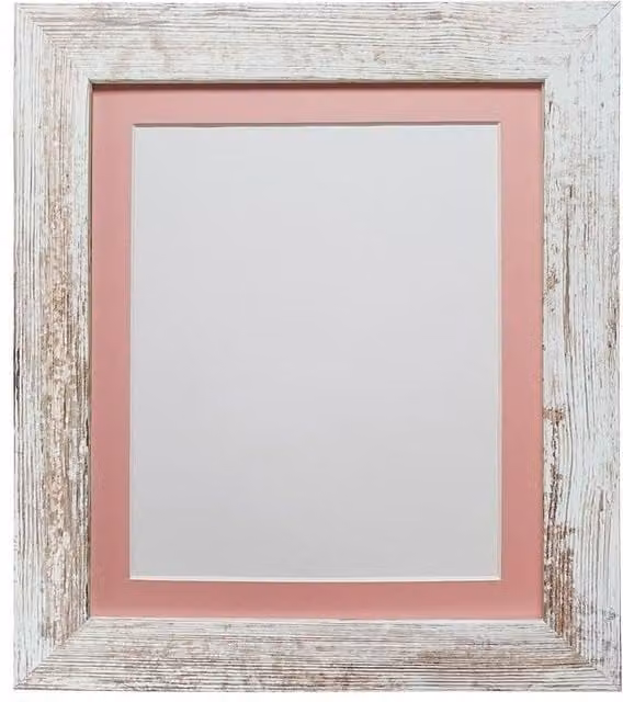 Frames & Mirrors 4U Metro Distressed White Single Picture Frame with Pink Mount for A3 Images