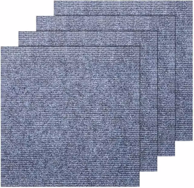 FLAVORA Grey Geometric Polypropylene Tiles Patchwork, 40 Pieces, W/D/H: 100 x 100 x 1 cm