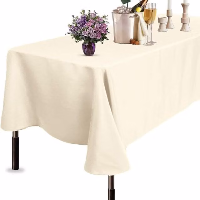 Trimming Shop Plain Rectangular Polyester Tablecloth in Beige/Yellow