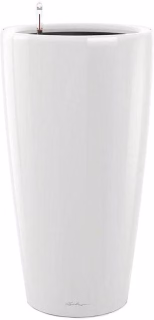Lechuza Rondo Round Tall Self-Watering Planter, White High-Gloss, 13l