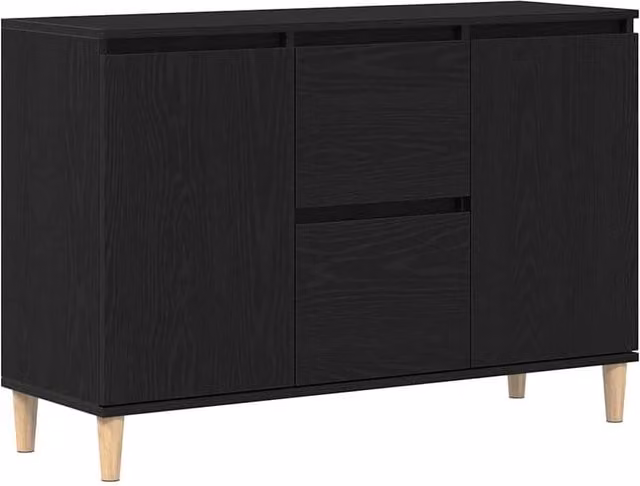 Berkfield Home Black Oak Sideboard in Black Matt Engineered Wood, W: 101 cm, D: 35 cm, H: 60 cm