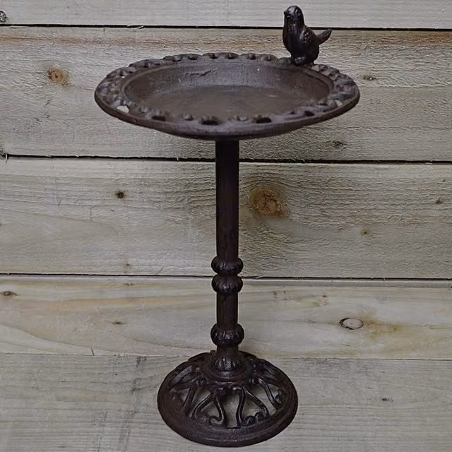 Samuel Alexander Round Cast Iron Wild Bird Bath in Bronze