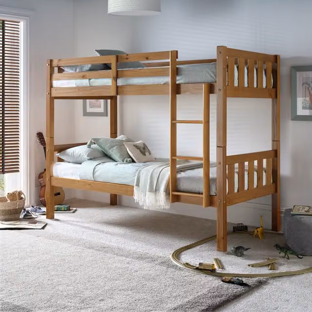 Bedmaster Icon Two-Level Solid Pine Wooden Bunk Bed in Brown
