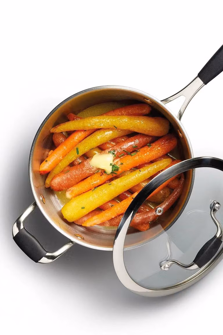 MasterClass Deluxe 5-Piece Stainless Steel Non-Stick Cookware Set in Grey