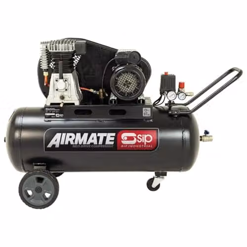 SIP Airmate Belt Drive Air Compressor, 100L, 2.2kW, Black