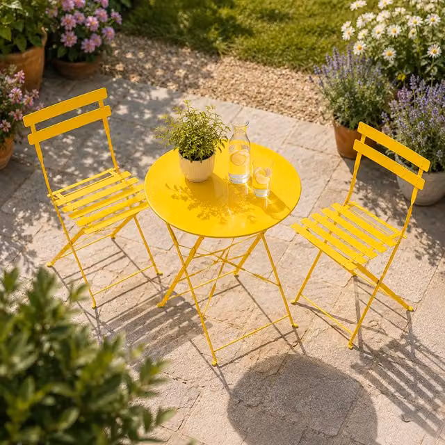 Marco Paul Yellow 3 Piece Folding Garden Bistro Set