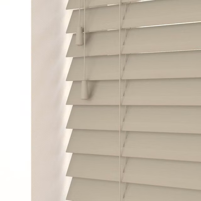 NewEdgeBlinds Plain Faux Wood Venetian Blinds with Cord in Beige/Brown, Width: 90 cm