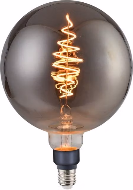 Nordlux Deco Globe Bulb, Smoked Black Glass, E27, 1800K Warm White, Dimmable