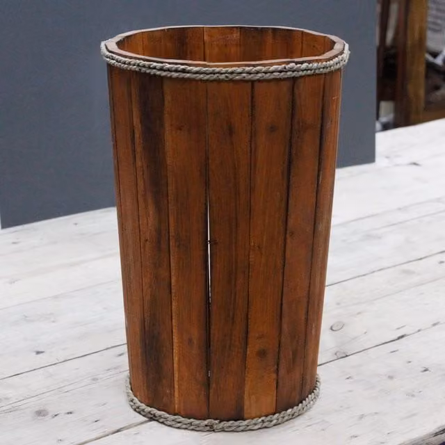 KDMD Large Nautical Brown Wood Display Tub, W: 45 cm, D: 32 cm, H: 32 cm