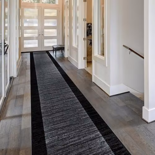 runrug Soft and Luxurious Hallway Runner Rug in Black, W: 80 cm, L: 180 cm