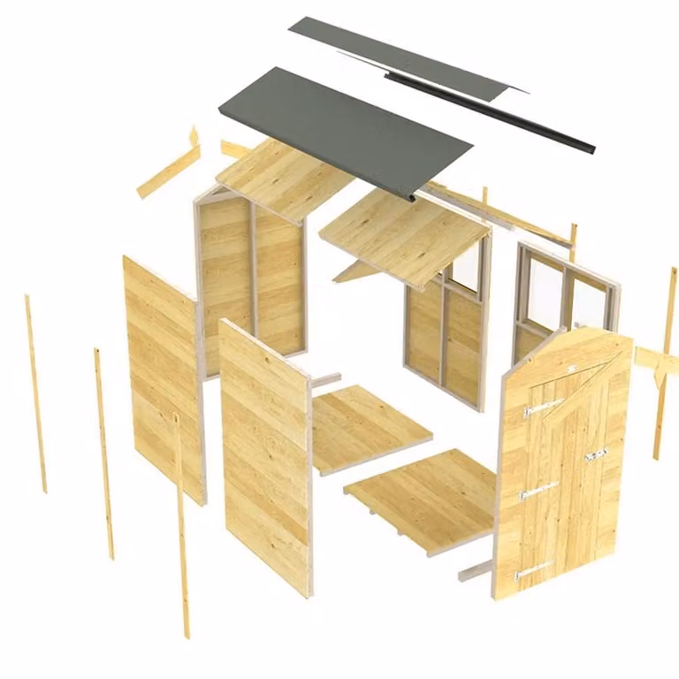 Buttercup Farm Apex Security Wood Shed in Brown with Single Door, W: 118 cm, D: 358 cm, H: 217 cm