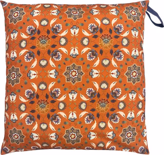 Make it a Home Folk Florals Large Outdoor Floor Cushion Cover in Orange