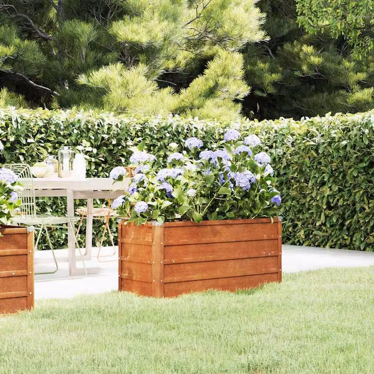 Berkfield Home Garden Raised Bed in Brown Corten Steel, W/D/H: 100 x 40 x 45 cm