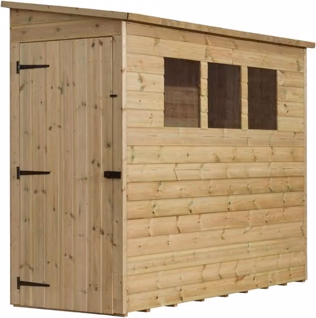 Empire Sheds 2800 6x3 Pent Garden Shed in Green with Single Door and 3 Windows