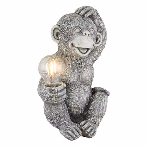 Globo Lighting Monkey Solar Garden Decoration LED Warm White Grey W/D/H: 20 x 15.5 x 27.5 cm